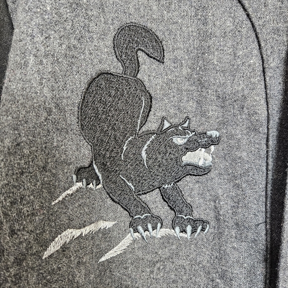 HUF Baseball Jersey Mens Sz XXL Black Gray Wool Blend Button Shirt Wolf Graphic - Picture 6 of 16